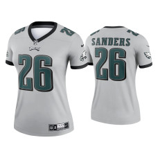 Women Philadelphia Eagles #26 2021 Miles Sander Silver Inverted Legend Jersey