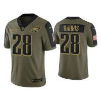 Men Philadelphia Eagles #28 Anthony Harris Olive 2021 Salute To Service Limited Jersey