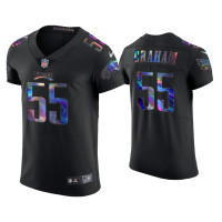 Men Philadelphia Eagles #55 Brandon Graham Black Golden Edition Holographic Jersey