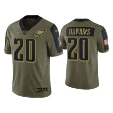 Men Philadelphia Eagles #20 Brian Dawkins Olive 2021 Salute To Service Limited Jersey