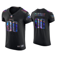 Men Philadelphia Eagles #00 Custom Black Golden Edition Holographic Jersey