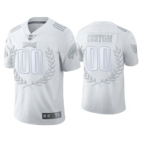 Men Philadelphia Eagles #00 Custom White Platinum Limited Jersey