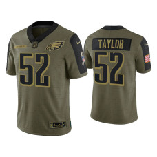 Men Philadelphia Eagles #52 Davion Taylor Olive 2021 Salute To Service Limited Jersey