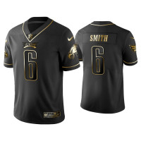 Men Philadelphia Eagles #6 Golden Edition Vapor Limited DeVonta Smith Black Jersey