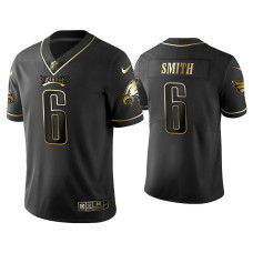 Men Philadelphia Eagles #6 Golden Edition Vapor Limited DeVonta Smith Black Jersey