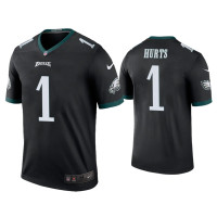 Men Philadelphia Eagles #1 Color Rush Legend Jalen Hurts Black Jersey