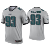 Men Philadelphia Eagles #93 Milton Williams Silver Inverted Legend Jersey