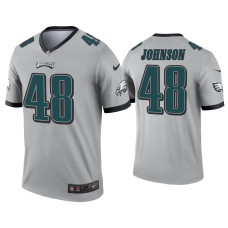 Men Philadelphia Eagles #48 Patrick Johnson Silver Inverted Legend Jersey