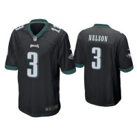 Men Philadelphia Eagles #3 Steven Nelson Black Game Jersey