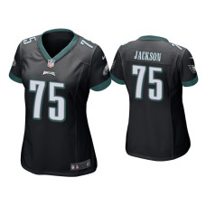 Women Philadelphia Eagles #75 Tarron Jackson Black Game Jersey