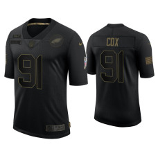 Men Philadelphia Eagles #91 Fletcher Cox Black 2020 Salute to Service Limited Jersey