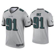 Men Philadelphia Eagles #91 Fletcher Cox Silver Inverted Legend Jersey