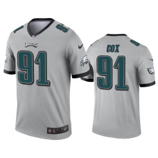 Men Philadelphia Eagles #91 Fletcher Cox Silver Inverted Legend Jersey