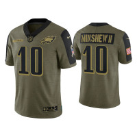 Men Philadelphia Eagles #10 Gardner Minshew II Olive 2021 Salute To Service Limited Jersey