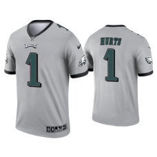 Men Philadelphia Eagles #1 Jalen Hurts Silver Inverted Legend Jersey