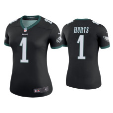 Women Philadelphia Eagles #1 Color Rush Legend Jalen Hurts Black Jersey