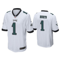 Men Philadelphia Eagles #1 Jalen Hurts White Game Jersey