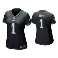 Women Philadelphia Eagles #1 Jalen Hurts Black Game Jersey