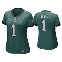 Women Philadelphia Eagles #1 Jalen Hurts Green Game Jersey