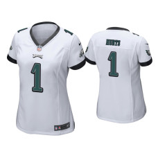 Women Philadelphia Eagles #1 Jalen Hurts White Game Jersey