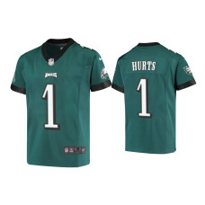 Youth Philadelphia Eagles #1 Jalen Hurts Midnight Green Game Jersey