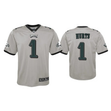 Youth Philadelphia Eagles #1 Jalen Hurts Silver Inverted Game Jersey