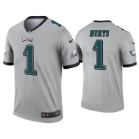 Men Philadelphia Eagles #1 Jalen Hurts Silver Inverted Legend Jersey