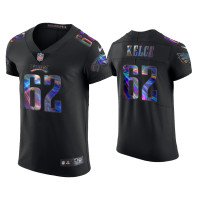 Men Philadelphia Eagles #62 Jason Kelce Black Golden Edition Holographic Jersey