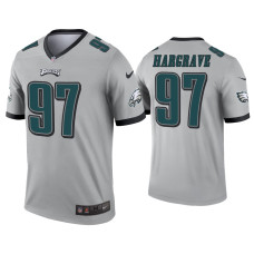 Men Philadelphia Eagles #97 Javon Hargrave Silver Inverted Legend Jersey