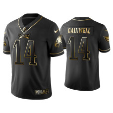 Men Philadelphia Eagles #14 Golden Edition Vapor Limited Kenneth Gainwell Black Jersey