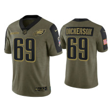 Men Philadelphia Eagles #69 Landon Dickerson Olive 2021 Salute To Service Limited Jersey