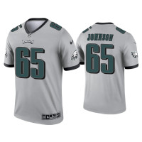 Men Philadelphia Eagles #65 Lane Johnson Silver Inverted Legend Jersey