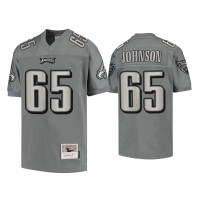 Men Philadelphia Eagles #65 Lane Johnson Charcoal 2004 Metal Replica Jersey