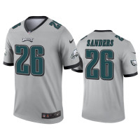 Men Philadelphia Eagles #26 Miles Sanders Silver Inverted Legend Jersey