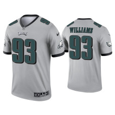 Men Philadelphia Eagles #93 Milton Williams Silver Inverted Legend Jersey