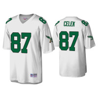 Men Philadelphia Eagles #87 Brent Celek White Throwback Legacy Replica Jersey