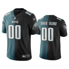 Men Philadelphia Eagles #00 Custom Green Black Split Two Tone Limited Jersey