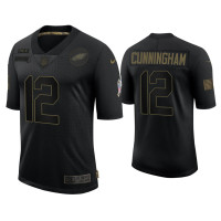 Men Philadelphia Eagles #12 Randall Cunningham Black 2020 Salute to Service Limited Jersey