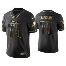 Men Philadelphia Eagles #75 Golden Edition Vapor Limited Tarron Jackson Black Jersey