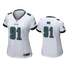 Women Philadelphia Eagles #91 White Fletcher Cox Nike Game Jersey