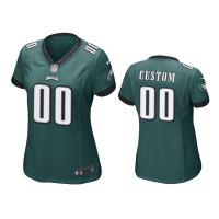 Women Philadelphia Eagles #00 Green Custom Nike Game Jersey