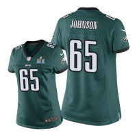 Women Philadelphia Eagles #65 Green Lane Johnson Nike Super Bowl LII Champions Game Jersey